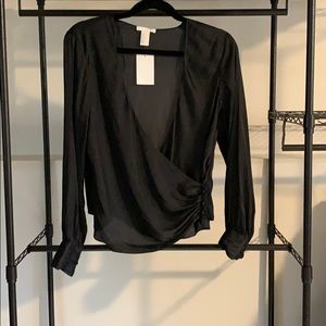 H&M Black Wrap Blouse